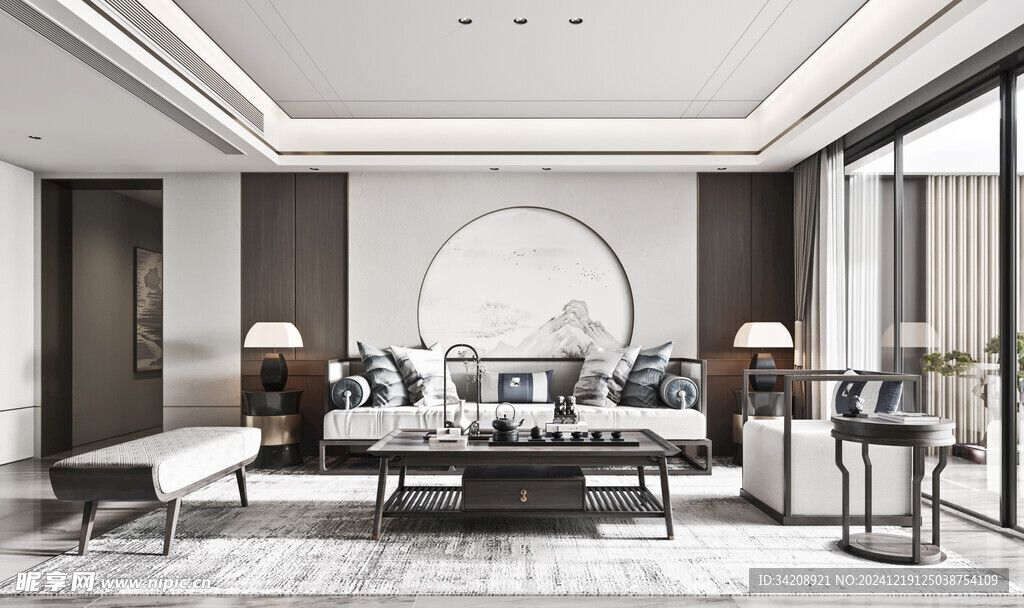 现代简约高级感新中式复古风客厅