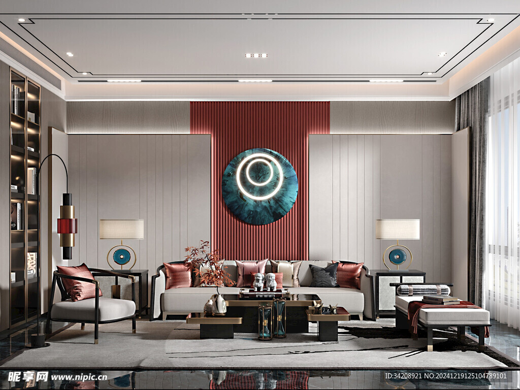 现代简约高级感新中式复古风客厅