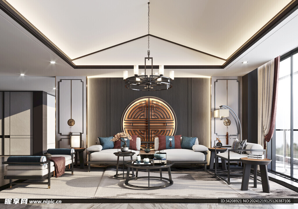 现代简约高级感新中式复古风客厅