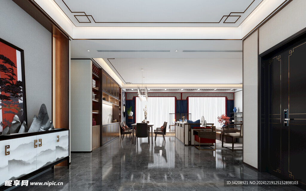 现代简约高级感新中式复古风客厅