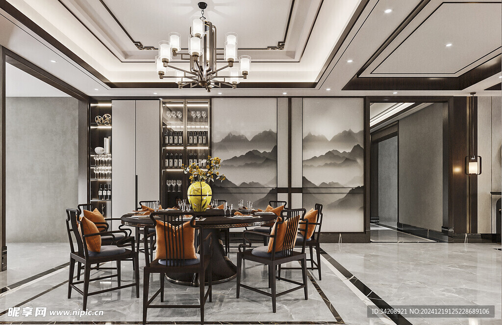 现代简约高级感新中式复古风客厅