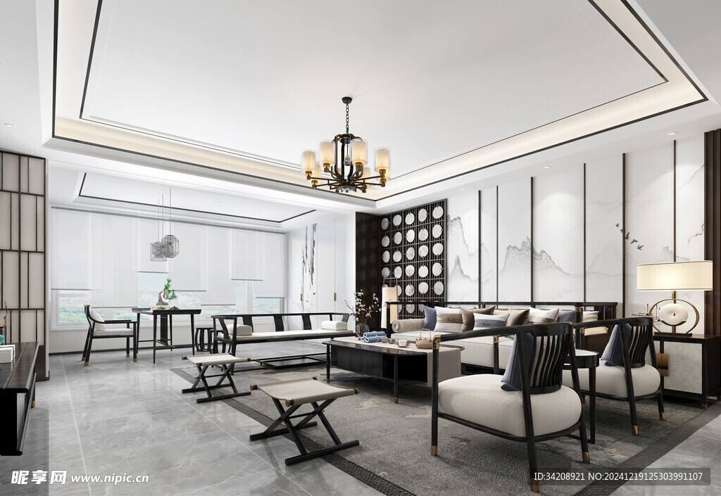 现代简约高级感新中式复古风客厅