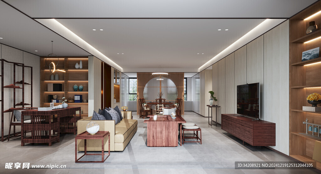 现代简约高级感新中式复古风客厅