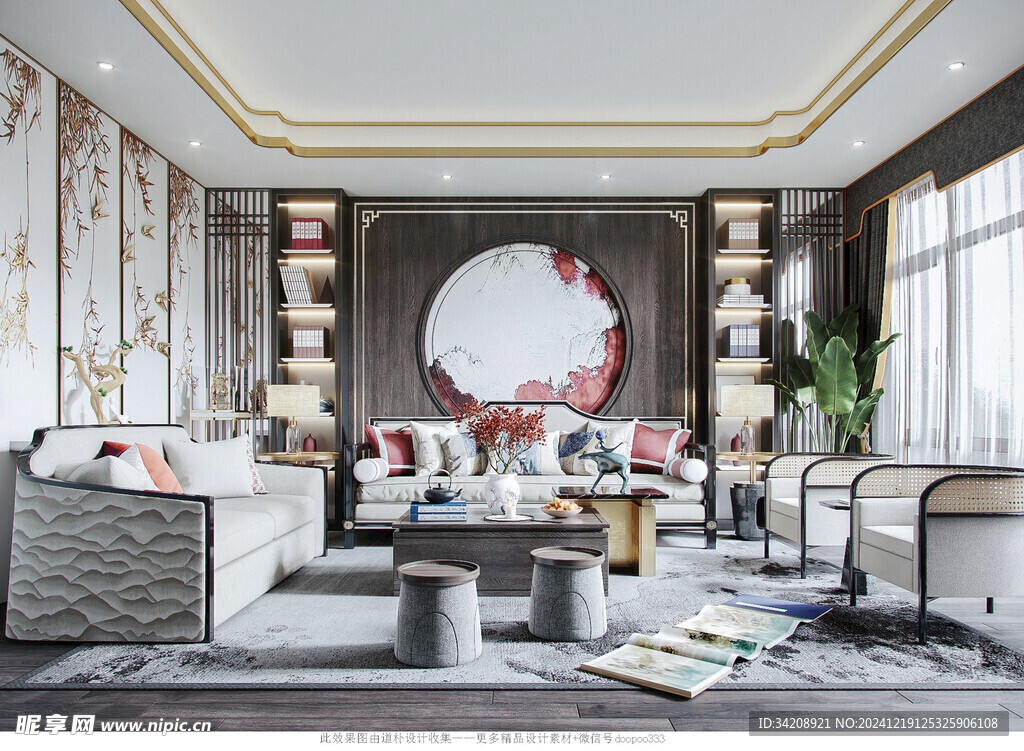 现代简约高级感新中式复古风客厅