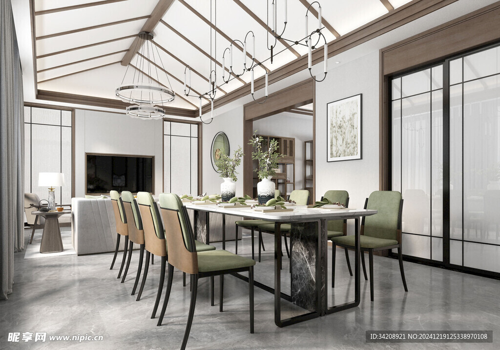 现代简约高级感新中式复古风客厅