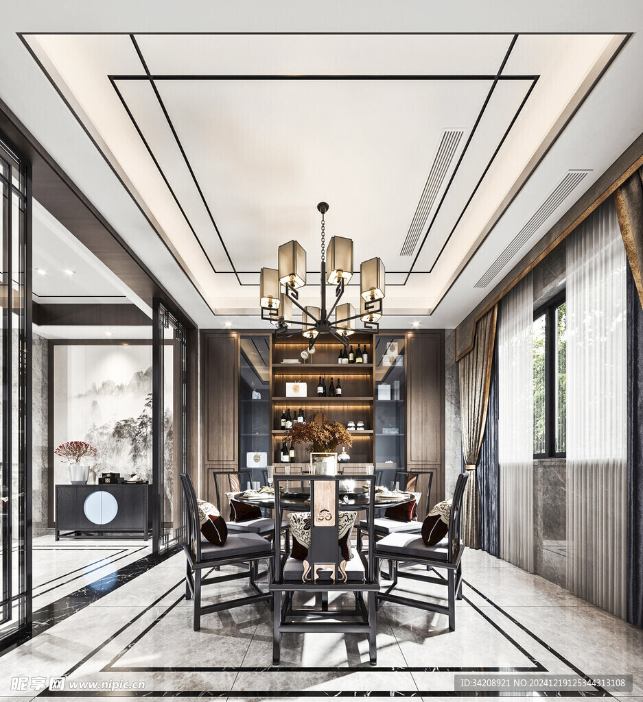 现代简约高级感新中式复古风客厅