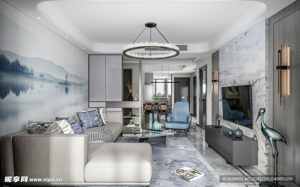 现代简约高级感新中式复古风客厅