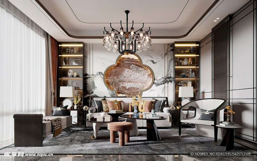 现代简约高级感新中式复古风客厅