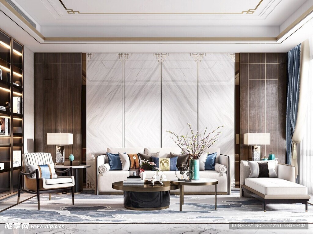 现代简约高级感新中式复古风客厅