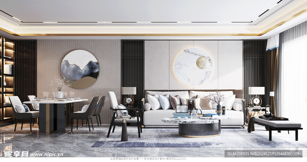 现代简约高级感新中式复古风客厅