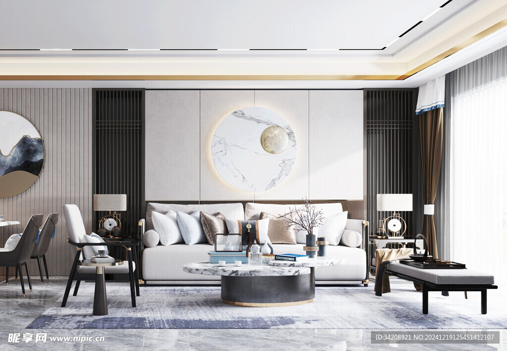 现代简约高级感新中式复古风客厅