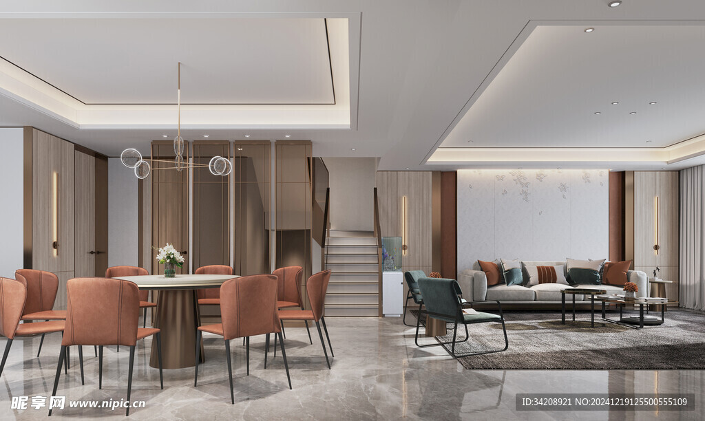 现代简约高级感新中式复古风客厅