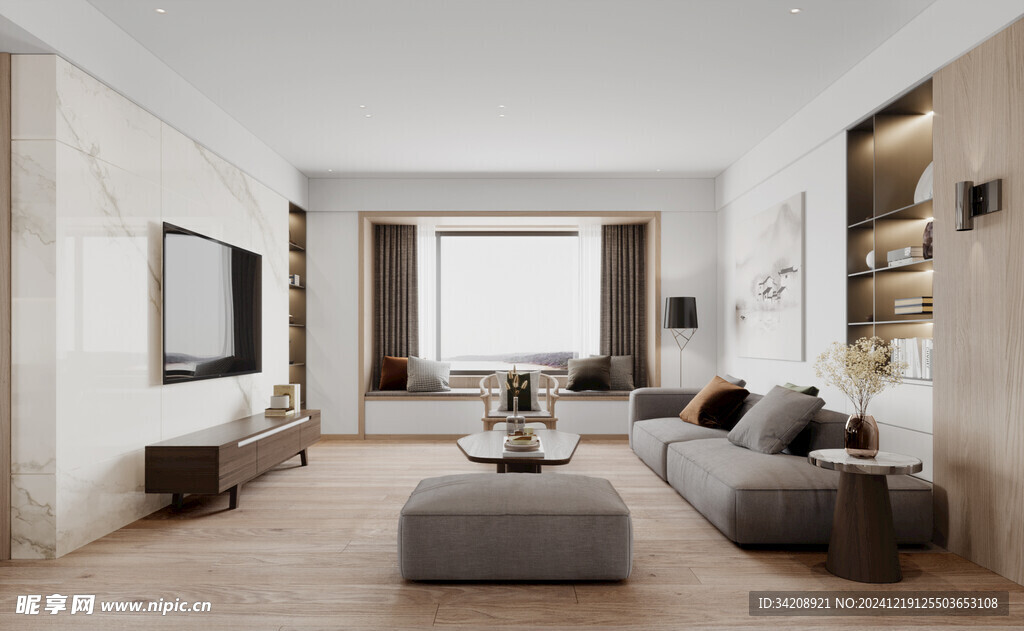 现代简约高级感新中式复古风客厅