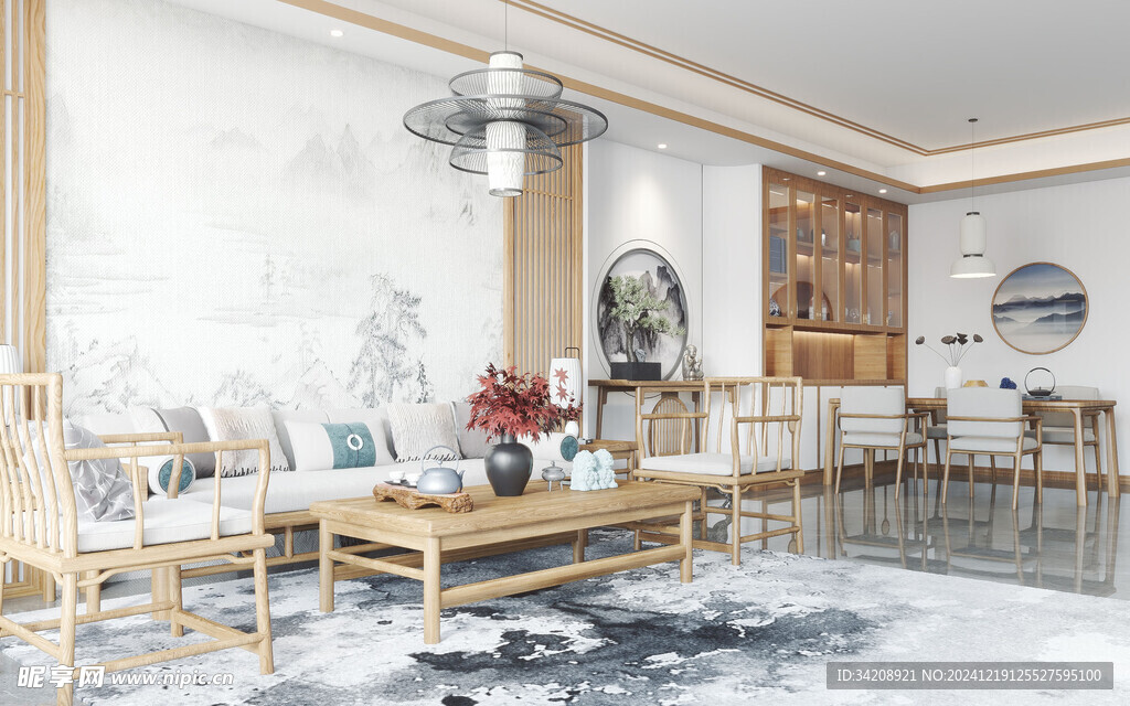 现代简约高级感新中式复古风客厅