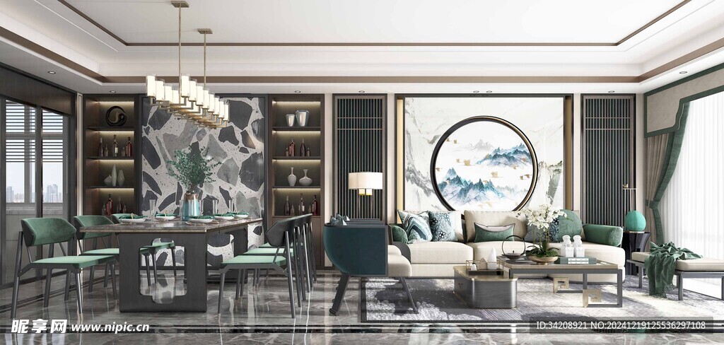 现代简约高级感新中式复古风客厅