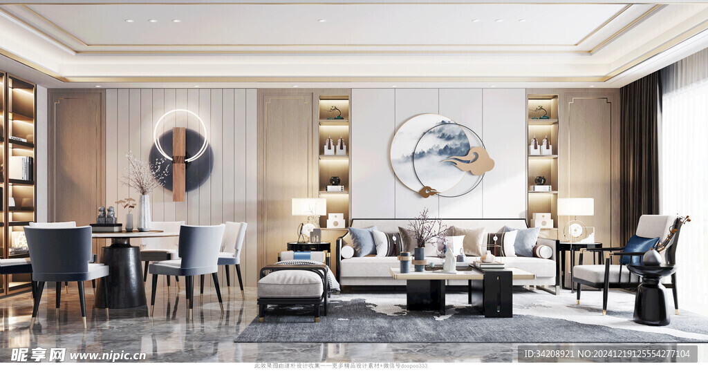 现代简约高级感新中式复古风客厅