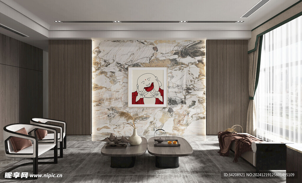 现代简约高级感新中式复古风客厅