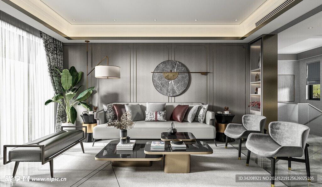 现代简约高级感新中式复古风客厅