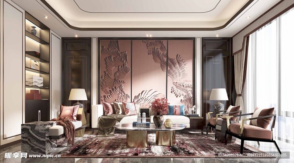 现代简约高级感新中式复古风客厅