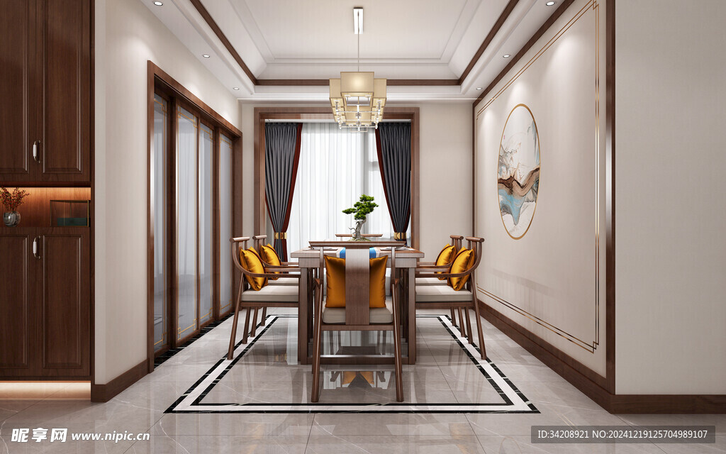 现代简约高级感新中式复古风客厅