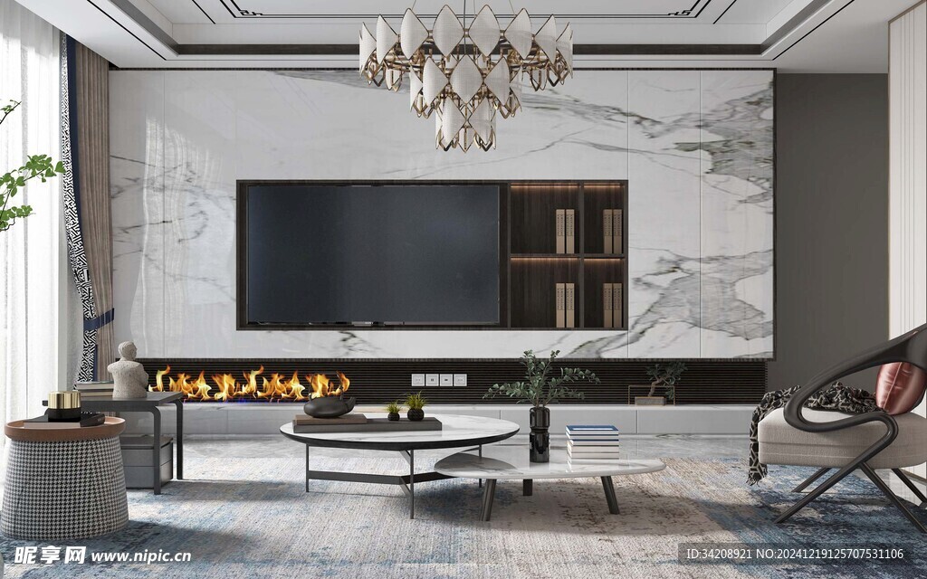 现代简约高级感新中式复古风客厅