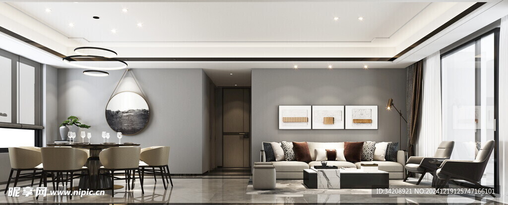 现代简约高级感新中式复古风客厅