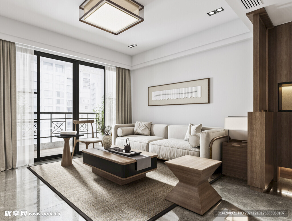 现代简约高级感新中式复古风客厅