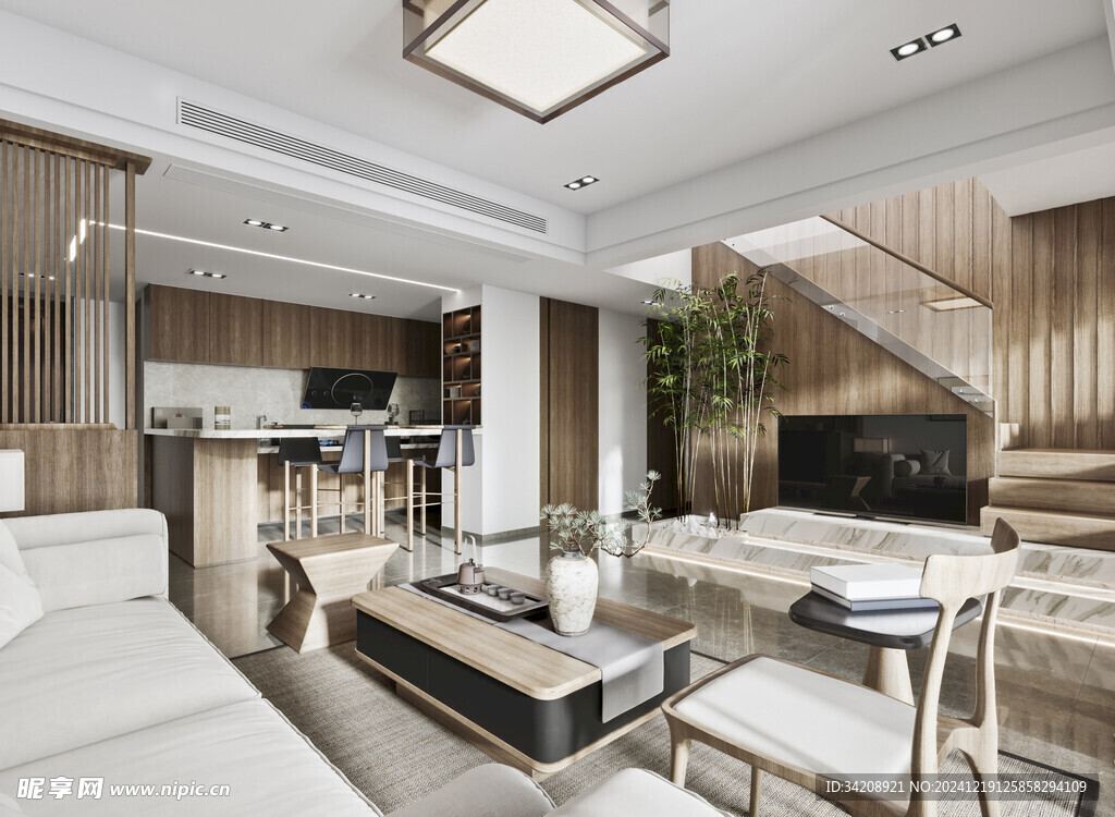 现代简约高级感新中式复古风客厅