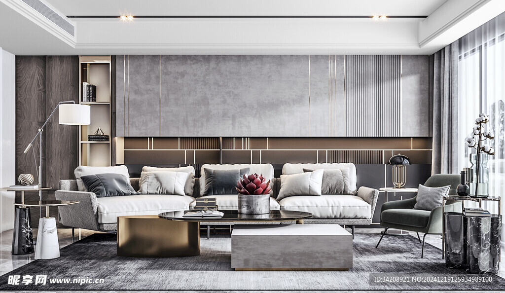 现代简约高级感新中式复古风客厅