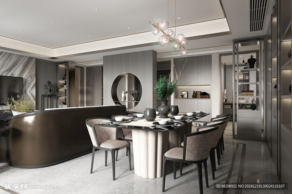 现代简约高级感新中式复古风客厅