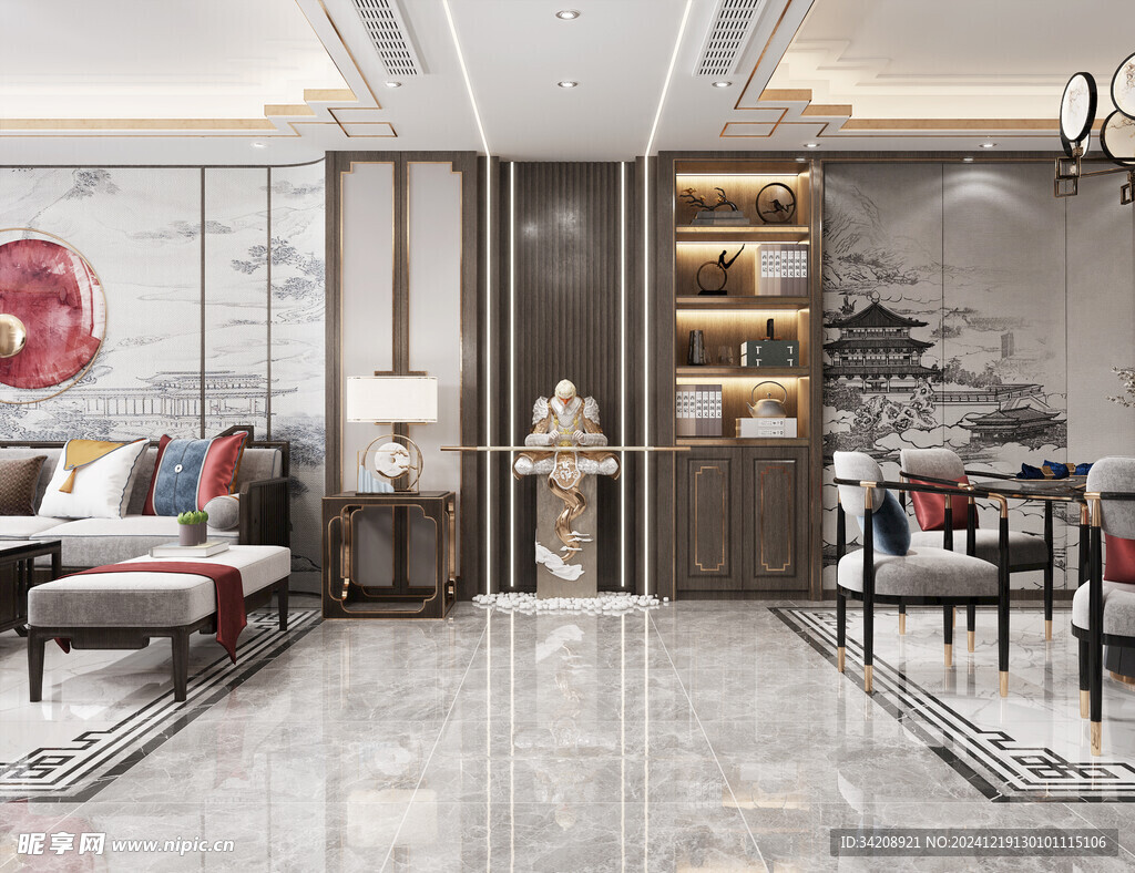 现代简约高级感新中式复古风客厅