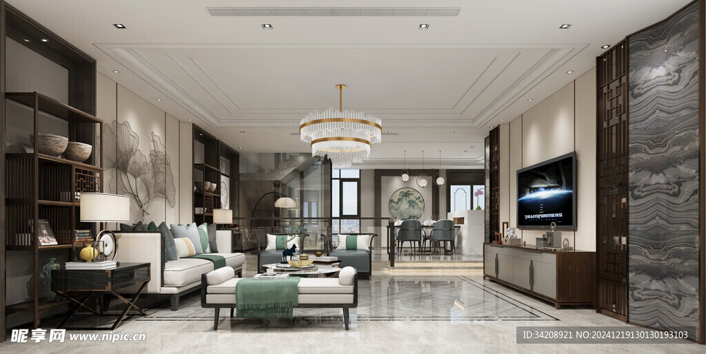 现代简约高级感新中式复古风客厅