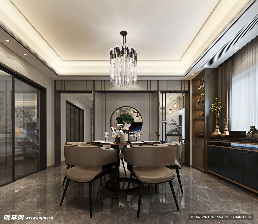 现代简约高级感新中式复古风客厅