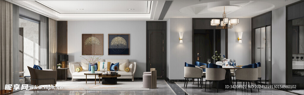 现代简约高级感新中式复古风客厅