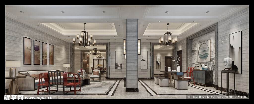 现代简约高级感新中式复古风客厅