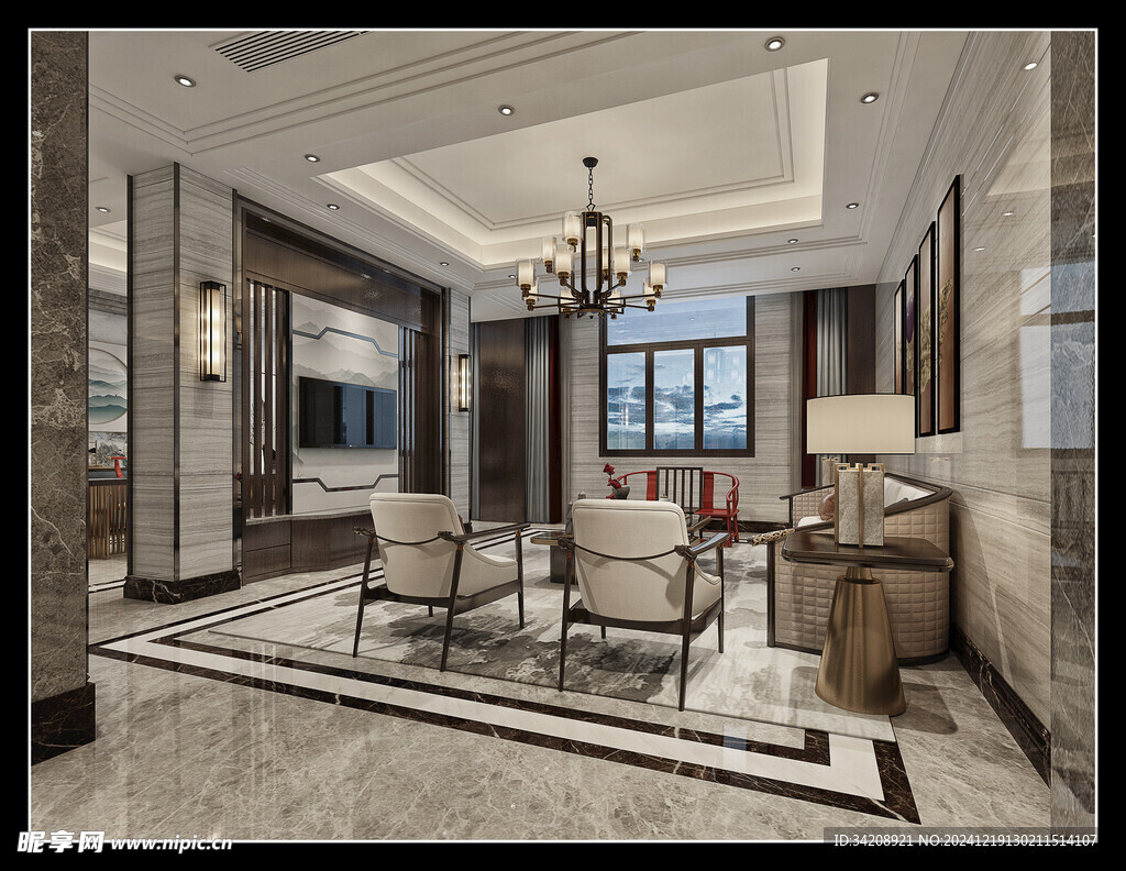 现代简约高级感新中式复古风客厅