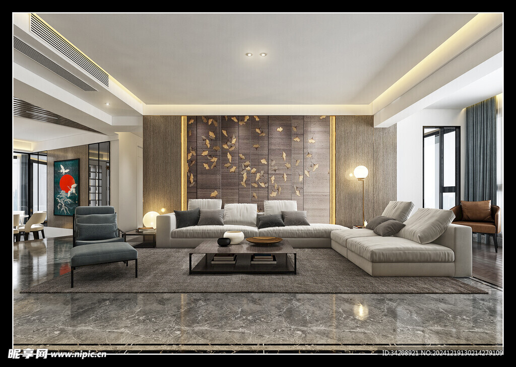 现代简约高级感新中式复古风客厅