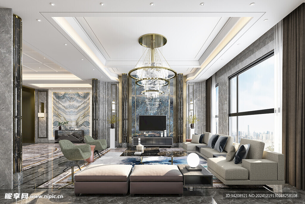 现代简约高级感新中式复古风客厅