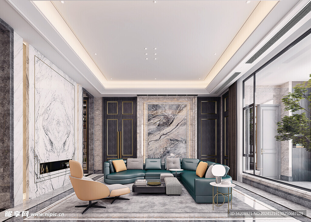 现代简约高级感新中式复古风客厅