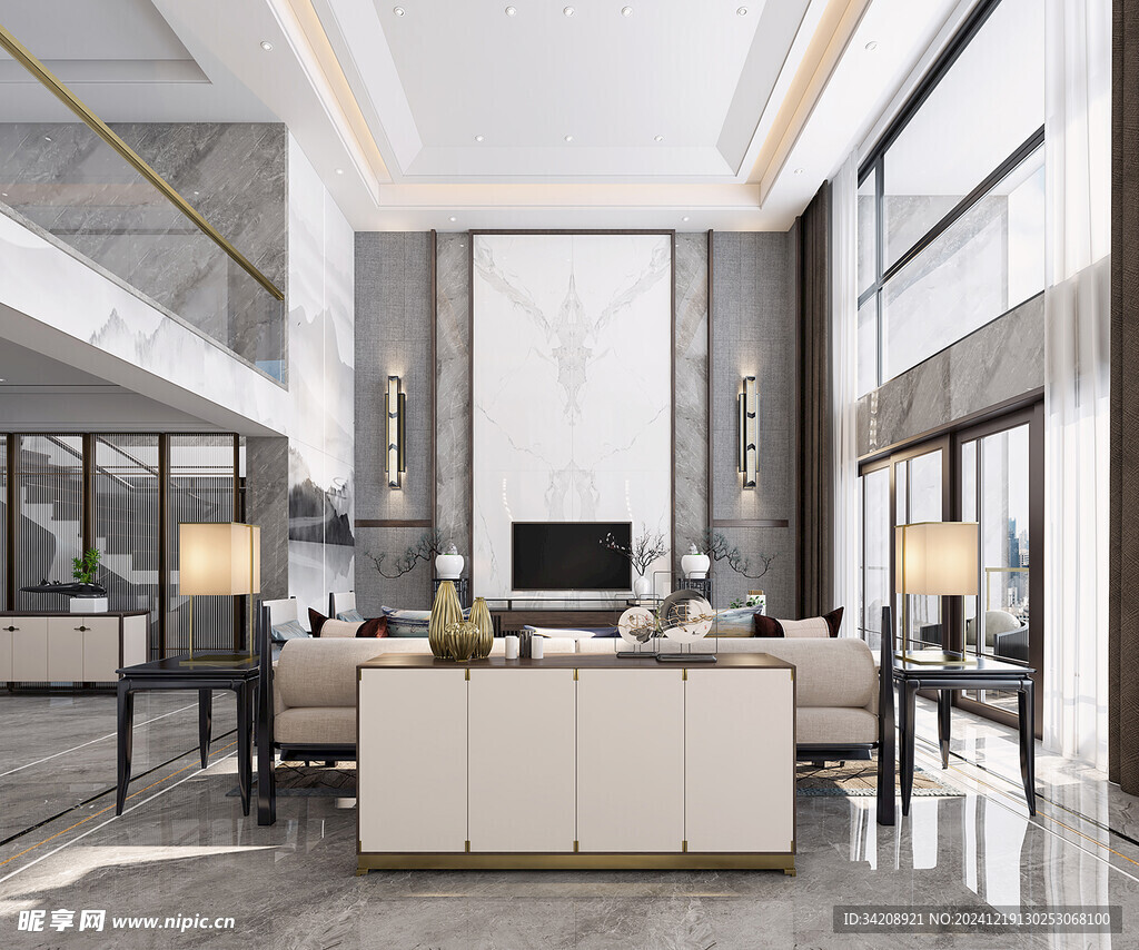 现代简约高级感新中式复古风客厅