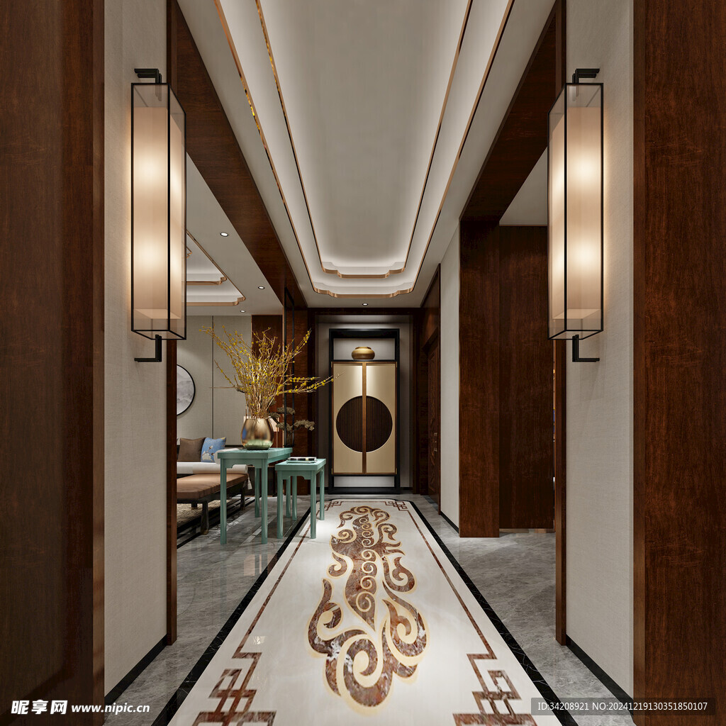 现代简约高级感新中式复古风客厅