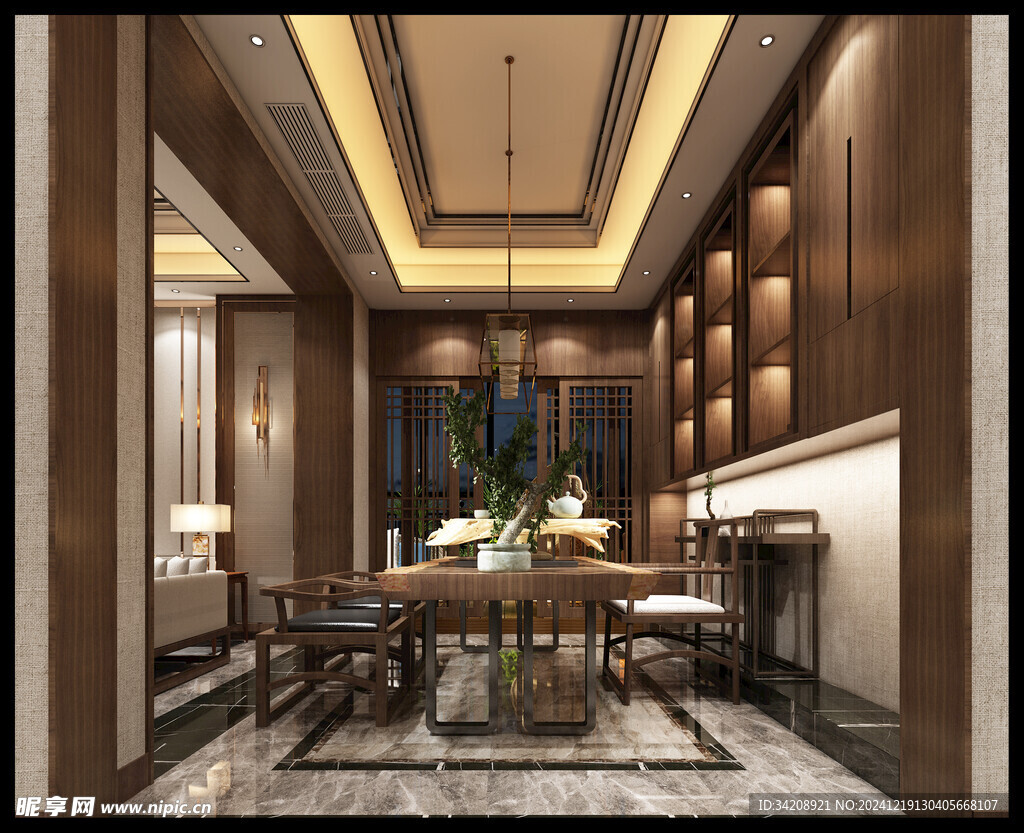 现代简约高级感新中式复古风客厅