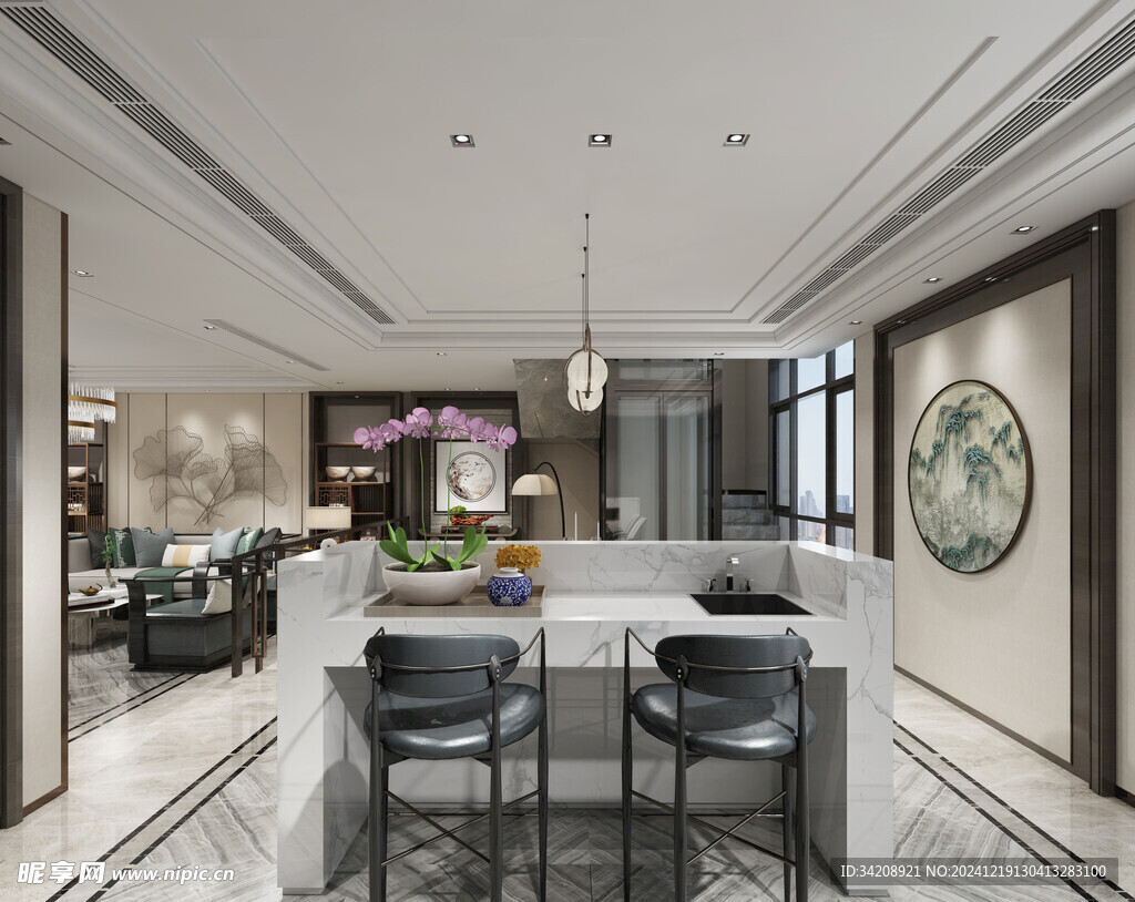 现代简约高级感新中式复古风客厅