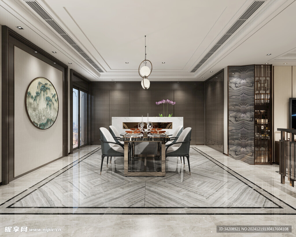 现代简约高级感新中式复古风客厅