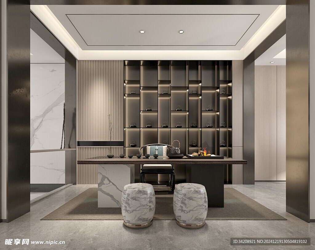 现代简约高级感新中式复古风客厅