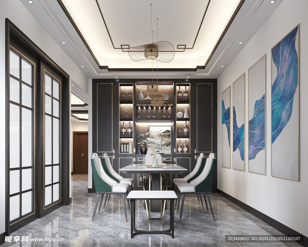 现代简约高级感新中式复古风客厅