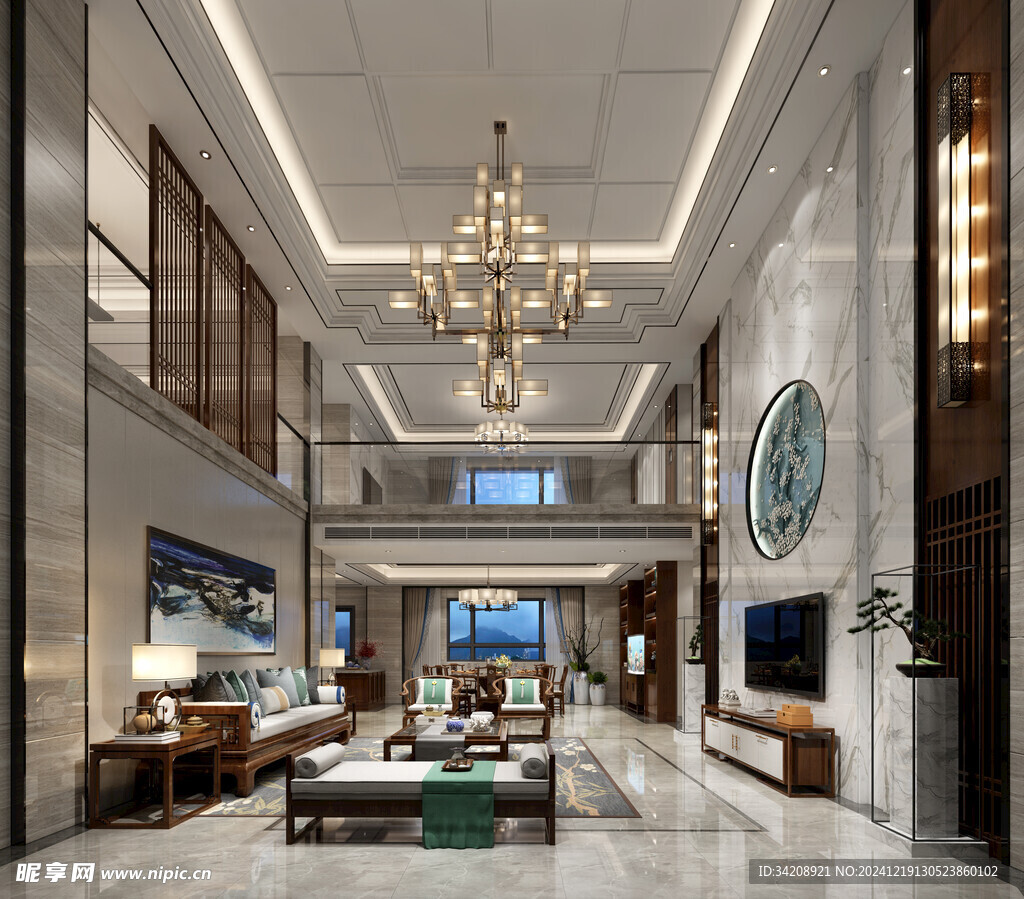 现代简约高级感新中式复古风客厅