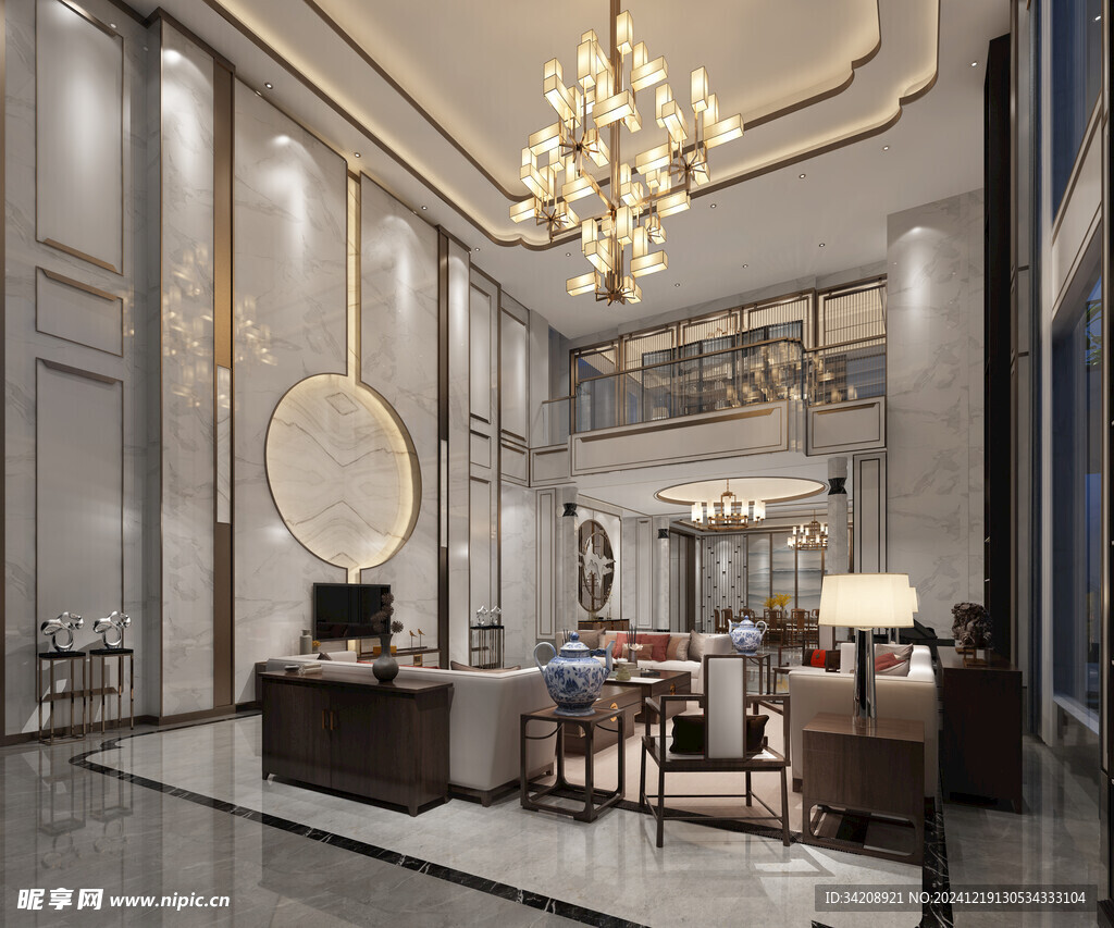 现代简约高级感新中式复古风客厅