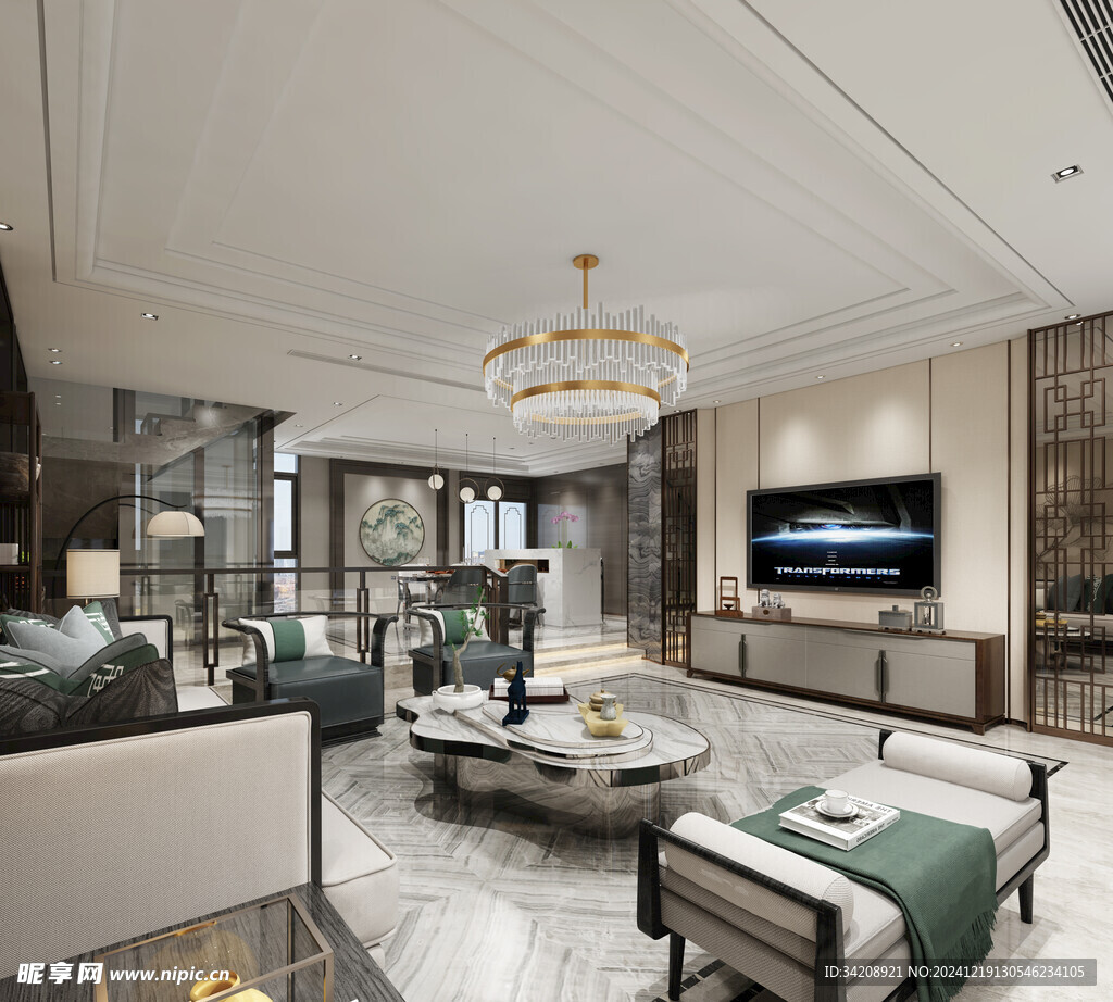 现代简约高级感新中式复古风客厅