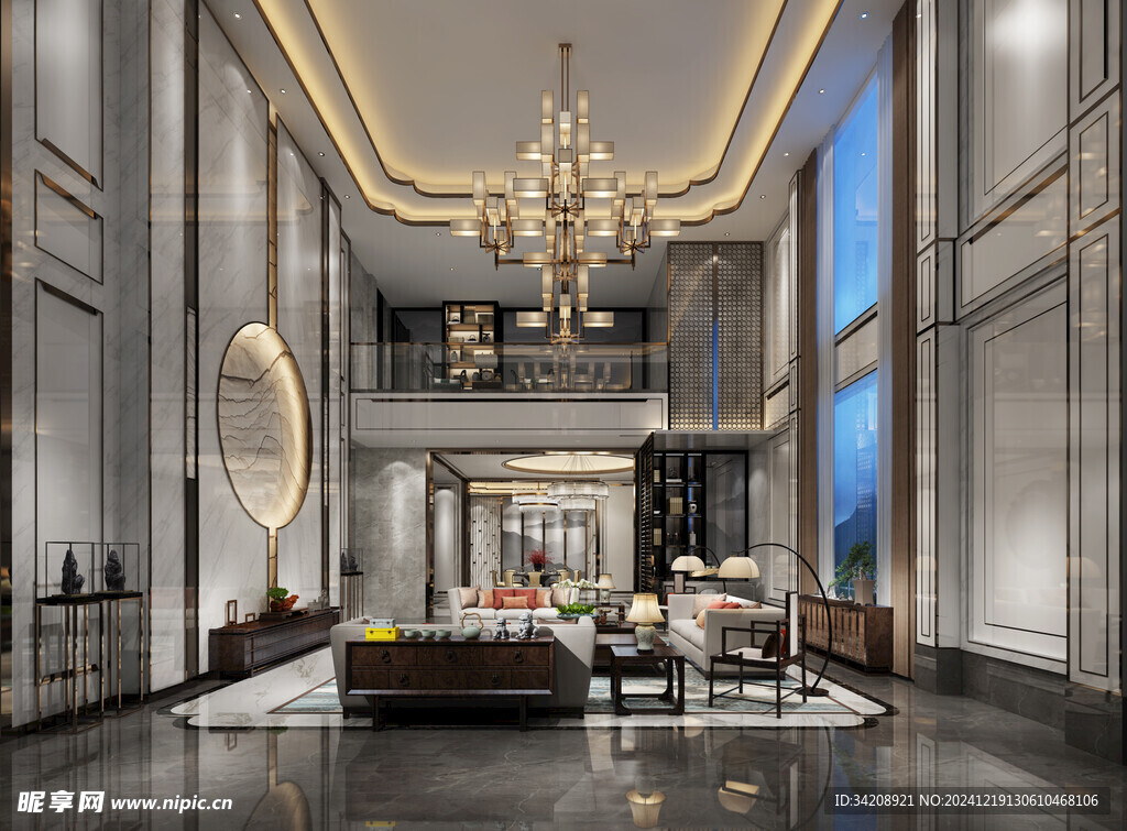 现代简约高级感新中式复古风客厅